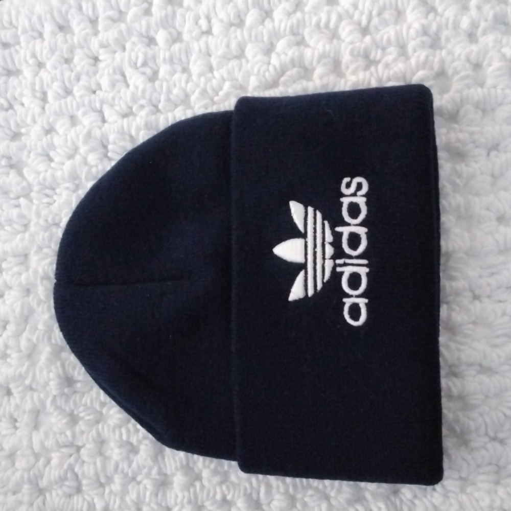 Adidas Dark Blue Beanie with White Emblem